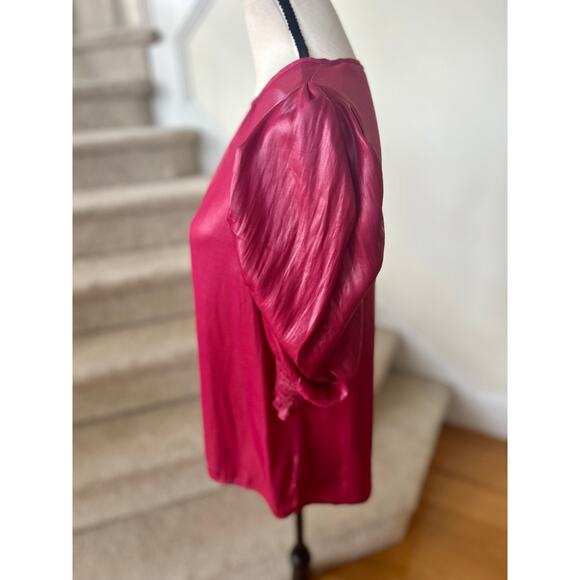 Current Air Hot Pink Metallic Puff Sleeve Blouse - Picture 3 of 7